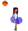 blue cheerleader with sun