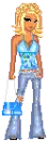 blue-dressed blonde girl