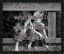 A Friend is one who walk in when....