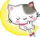 cute kawaii character cat sleeping on the moon
