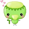  	 cute kawaii character green bird