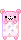 cute pink bear with a polka dotted blanket