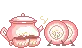 kawaii kettle and plate