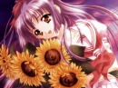 Schoolgirl with Sunflowers