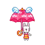 bunny with pink umbrella