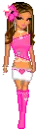 pretty girl dressed in pink and white dress