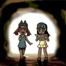 Sapphirea and Ikari in a cave as little chibiz
