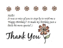 Birthday - Thank You