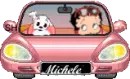 Betty Boop driving a car