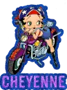 Betty Boop & Cheyenne with Blue Glitter Border