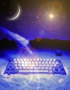 stars and hand with keyboard..