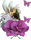 Purple fairy with rose and butterfly