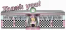 Thank you with Betty Boop in front of a 50's dinner