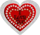 Love you heart silver glitter