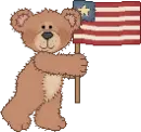 Bear holding flag