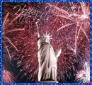 Independence Day Fireworks Over Statue of Liberty- Happy July 4th 
