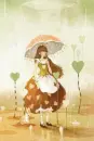 little girl in the rain with her cat
