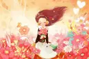 dreaming girl in the flowery garden