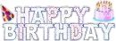 Happy Birthday with Light Silver Border