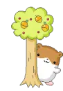 Behind a tree