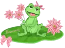 Frog with pink flowers