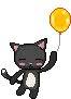 BLACK KITTY WITH BALLOON