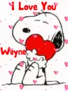Snoopy (with floating hearts)- I Love You Wayne