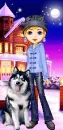 winter doll with dog