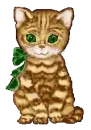 kitty with green bow