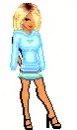 girl with light blue skirt and hoodie