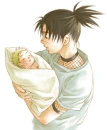 young iruka with baby naruto they're both kinda alike. lol.