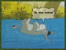 Eugore laying in the water