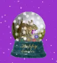 Easter bunny in a snowglobe
