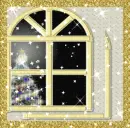 looking window at christmas tree and snow