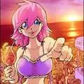 Pink haired girl.