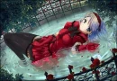 Anime girl in water.