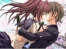 cute boy an girl kissing