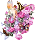 fairy sitting on flowers with butterflys