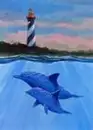 dolphins in the water