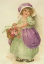 Vintage picture of little girl with flowers