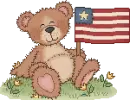 Bear holding flag