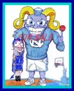 UNC vs. Duke- Carolina Tarheel Ram with Blue Devil