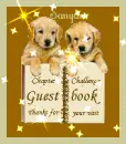 two dogs on a guestbook