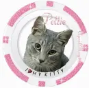 pink grey tabby cat poker chip Pellie