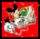 mickey playing on the computer