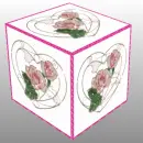 Heart with Pink Roses Cube