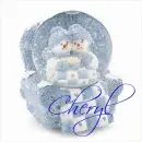 Snowman & Snow Woman in Chair Snowglobe (with snowfall effect)- Cheryl