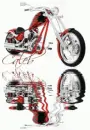 Red Chopper Motorcycle (with water reflection)- Caleb