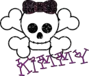 Kimmy-skull,black/pink sparkle bow