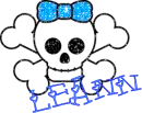 LeAnn-skull,lite blue bow